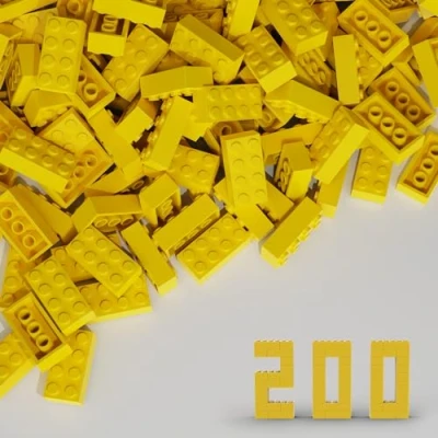 Afbeelding van 2 x 4 klassieke bulk baksteenblok, 200 stuks gele bouwstenen, compatibel met LEGO 3001 onderdelen en onderdelen, creatieve set grote merken (kleur: