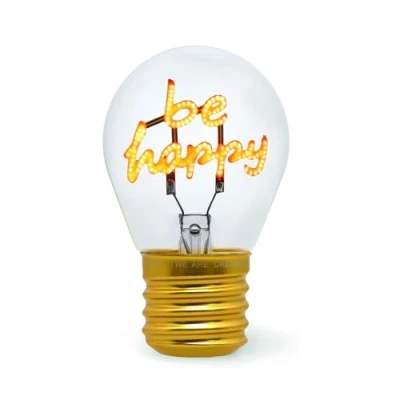 Afbeelding van Legami Tafellamp in gloeilampvorm, oplaadbaar met USB kabel, draadloos, Bulb Fiction, thema Be Happy, 6,8 x 10,3 cm