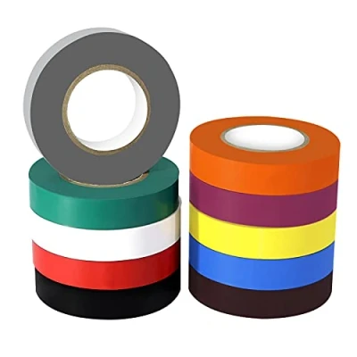 Afbeelding van Xrkuu 10 rollen multi color isolatietape, 15 mm x 20 m gekleurde set, waterdicht, vlamvertragend pvc plakband voor draadprojecten, isolatie en reparatie van gebroken draden