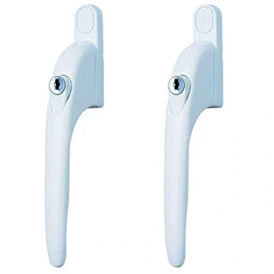 Afbeelding van Yale P 2YWHLCK40N WH universele raamgrepen, geschikt voor rechts of linkshandige ramen, 40 mm spil, afsluitbaar, verpakt met visi, PVC witte afwerking, verpakking van 2 stuks