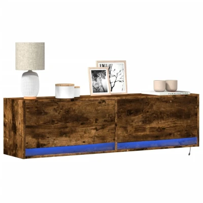 Afbeelding van vidaXL Tv wandmeubel met LED verlichting 140x31x38 cm gerookt eiken