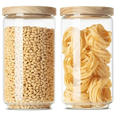 Afbeelding van Econovo® voorraadpotten met deksel XL (2 delig) van borosilicaatglas, voorraadpottenset stapelbaar en luchtdicht, glazen containers set voor levensmiddelen, groot klein, 2000 ml