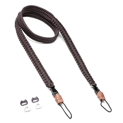 Afbeelding van C Rope Camerariem The Traveler handgevlochten paracord, schouderriem met snelsluiting, bruin (dark coffee), 125 cm
