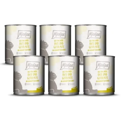 Afbeelding van MjAMjAM Premium natvoer voor katten DUO van malse eend &amp; goede kalkoen met gestoomde pompoen, pak 6 (6 x 800 g), graanvrij extra vlees