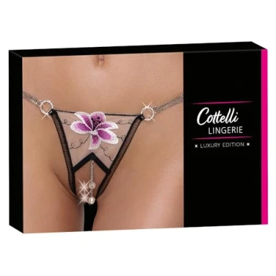 Afbeelding van Cottelli Gebloemde Kruisloze String Zwart