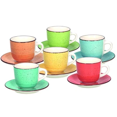 Afbeelding van Tognana LS18502M043 set van 6 espressokopjes met bord, C250 Art &amp; Pepper, stoneware
