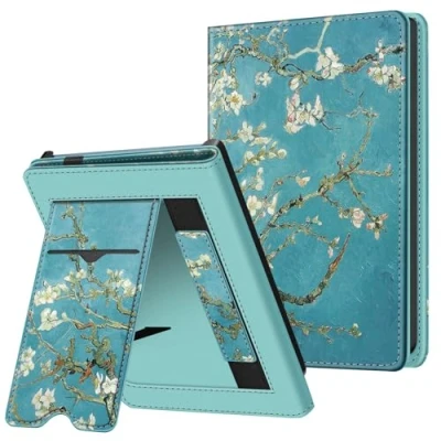 Afbeelding van Fintie Hoes voor Pocketbook Verse Pro/Verse (2023)/Verse Pro Color (2024) e Reader Kickstand beschermhoes met kaartenvak, polsband en automatische slaap/wekfunctie, amandelbloesem