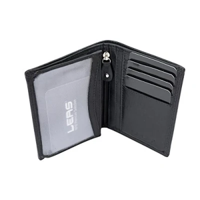 Afbeelding van ID kaarthoes, creditcardmap, kaartmap, dun met RFID bescherming, voertuigkaartmap, vlak folie, LEAS van echt leer, zwart, 9x12cm, Klassiek