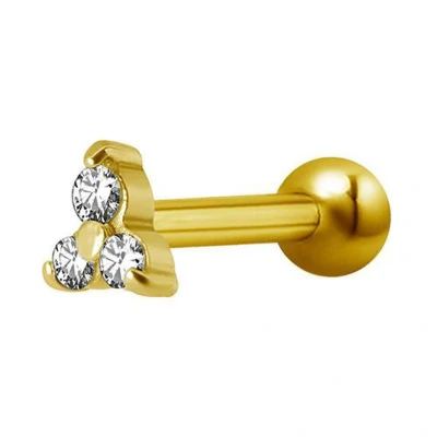 Afbeelding van Vergulde Chirurgisch Staal Tragus Helix Piercing Trinity