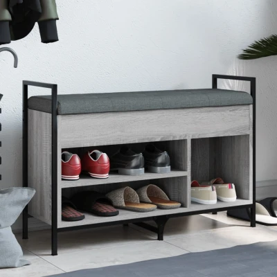 Afbeelding van Schoenenbank 85,5x32x57,5 cm bewerkt hout grijs sonoma