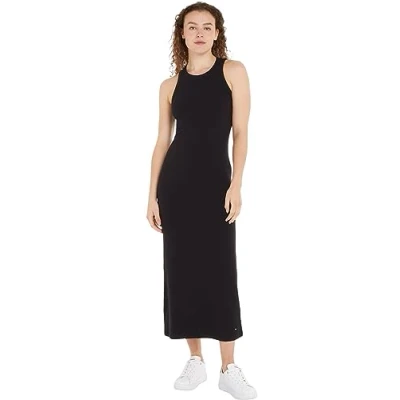 Afbeelding van Tommy Hilfiger Dames Slim 5X2 Rib MIDI Jurk NS Bodycon, Zwart, XS, XS