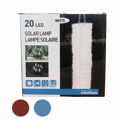 Afbeelding van Grundig Solar Lantaarn 20 LED Wit/Rood/Blauw Assorti