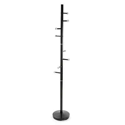 Afbeelding van Versa Ruan Minimalistische stijl kapstok, met 9 haken of hangers voor kleding tassen in de gang, Afmetingen (H x B H) 173 28 cm, Metaal, Kleur Zwart
