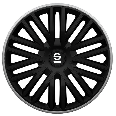 Afbeelding van Sparco 4 Delige Wieldoppenset Bergamo 15 inch zwart/grijs
