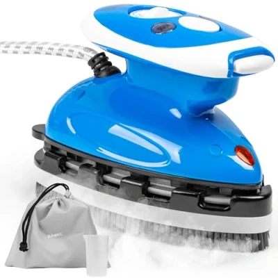 Afbeelding van Duronic SI2 BE Reisstoomstrijkijzer blauw 375 W 50 ML Inhoud Incl. Bijvulkan Meerdere Warmte Instellingen Compact Stoomstrijkijzer Mini Strijkijzer met Borstel Opzetstuk en Opbergtas