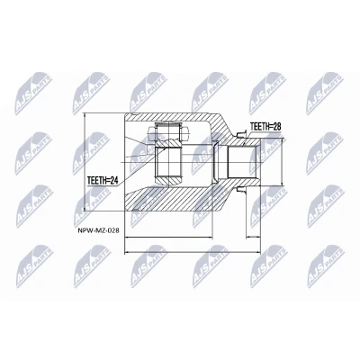 Afbeelding van Homokineet reparatie set, aandrijfas NTY NPW MZ 028