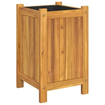 Afbeelding van Plantenbak met voering 31x31x50 cm massief acaciahout