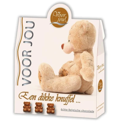Afbeelding van Voor Jou! Cadeau Doos Trendy Beertjes Dikke Knuffel, 100 gram