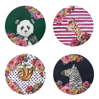 Afbeelding van Mikasa Placemats, Set van 4 Stuks, Rond, Kurk, Handgeschilderd, 29 CM, Dieren Wild At Heart