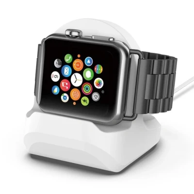 Afbeelding van Apple Watch houder voor opladen Siliconen Wit Geschikt