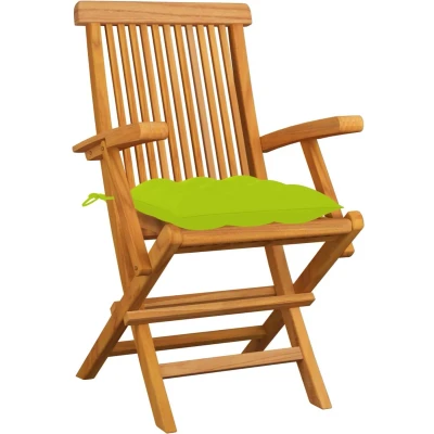 Afbeelding van vidaXL Tuinstoelen 6 st met heldergroene kussens massief teakhout