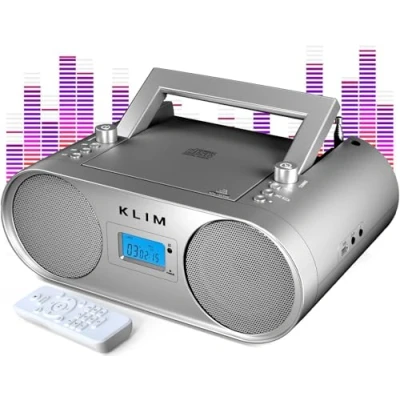 Afbeelding van KLIM Boombox B4 radio met cd speler + AM/FM radio, MP3, Bluetooth, AUX, USB nieuw 2024 speler, draagbaar draadloze modus en oplaadbare batterij afstandsbediening, autoslaap, digitale