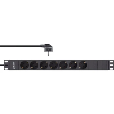 Afbeelding van InLine 19&#039;&#039; stekkerdoos CEE 7/7 7x 7/3 zonder schakelaar / zwart 2 meter