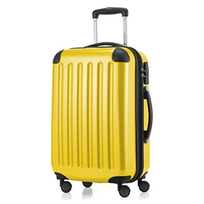 Afbeelding van HAUPTSTADTKOFFER ALEX koffer met harde schaal, trolley, rolkoffer, reiskoffer, 4 dubbele wielen, uitbreiding, geel, 55 cm,