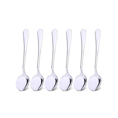 Afbeelding van Qinglele RVS 304 ronde soeplepels set van 6, diner lepel, 18 cm (7,4 inch), 6 stks lepel (6 stks, 1)