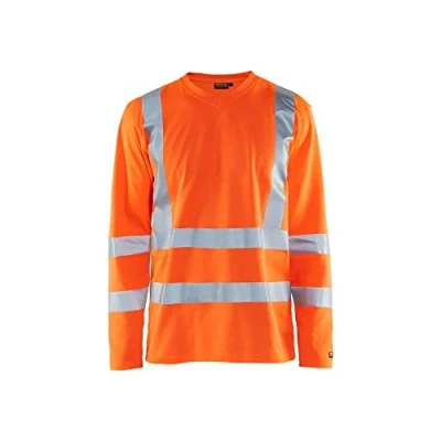 Afbeelding van T shirt High Vis lange mouw UPF 40+ UV V hals 3381 oranje