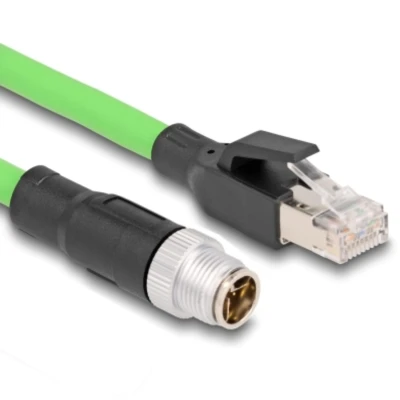 Afbeelding van Delock M12 Kabel X kodiert 8 Pin Stecker zu RJ45 PUR (TPU) 1 m
