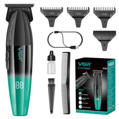 Afbeelding van VGR 906 Fresh Fade Professionele Tondeuse, 9000 tpm Zero Gapped Baardtrimmer voor Mannen, DLC T Blade Draadloze Tondeuse Kappers en USB Oplaadbaar, Groen