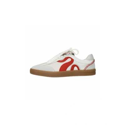 Afbeelding van Sacha Dames Witte suède sneakers met rode details Maat 36