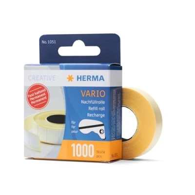 Afbeelding van HERMA 1051 zelfklevende roller, navulcassette, dubbelzijdig permanent, 12 x 13 mm, plaktape, navulrol voor plakbandroller, navulling foto&#039;s, knutselen, school en kantoor