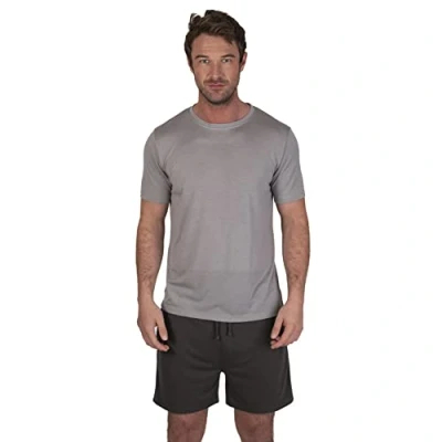 Afbeelding van Light &amp; Shade LSSET032 pyjamaset voor heren met ronde hals en korte broek, Grijs, L