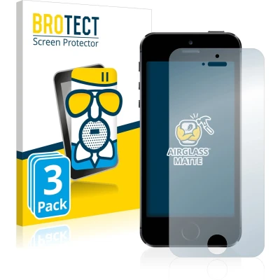 Afbeelding van BROTECT AirGlass Matte kogelwerende glasfolie (3 Stuk, Apple iPhone 5s), Smartphone beschermfolie, Grijs