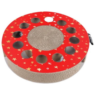 Afbeelding van District 70 WHIRL CARDBOARD SCRATCH TOY 33X33X6 CM CHRISTMAS EDITION RED