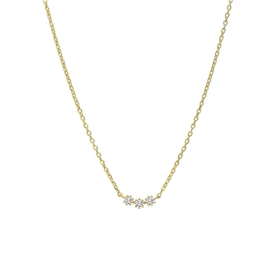 Afbeelding van Lucardi Dames Zilveren goldplated Ketting zirkonia 925 Zilver Goudkleurig 45 cm