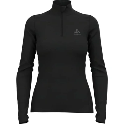 Afbeelding van Ondershirt Odlo Women Bl Top Turtle Neck L/S Half Zip Merino 2 Black L