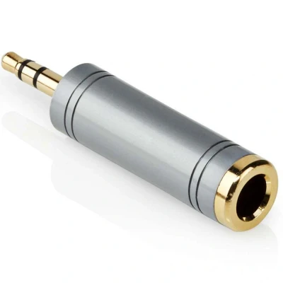 Afbeelding van Jack verloopstekker Stereo 3.5 mm naar 6.3 Metaal Verguld Zilver Allteq