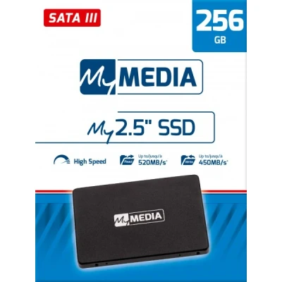 Afbeelding van Mymedia SSD 256GB, SATA III, 6,35cm (2,5&#039;&#039;) 520MB/s, (W) 450MB/s, Retail