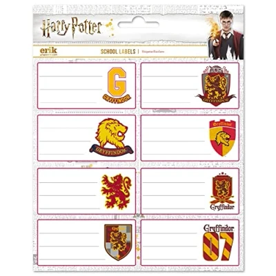 Afbeelding van Harry Potter Etiketten Gryffindor 4 X 8 Cm Papier Wit 16 Stuks