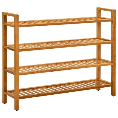 Afbeelding van Schoenenrek met 4 schappen 100x27x80 cm massief eikenhout