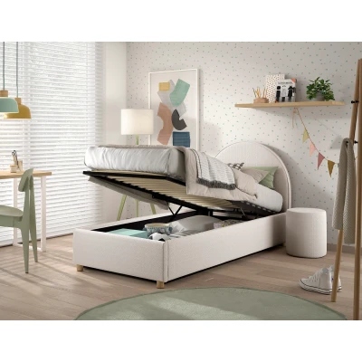 Afbeelding van Vipack Moon 1 persoons opbergbed bouclé Wit Kinderbedden