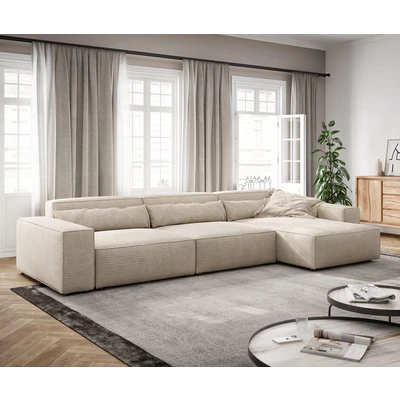 Afbeelding van DELIFE Hoekbank Sirpio XL 370x170 cm koord beige recamiere variabele