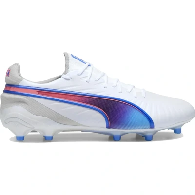 Afbeelding van Puma KING Ultimate FG/AG Voetbalschoenen met kunststof noppen, Heren, Maat: 44.5, White/bluemazing/flat light gray/sunset glow Imitatieleer/ textiel