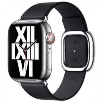 Afbeelding van Apple Watch bandje Origineel Echt leder Blauw Geschikt voor Series1/2/3/4/5/6/7/8/9/10/SE (38/40/41 mm) Series 10 (42 Maat L