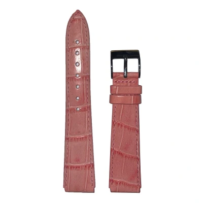 Afbeelding van Horlogeband 20mm, 18mm aanzet Roze Echt leer in croco print Roestvrijstalen gesp