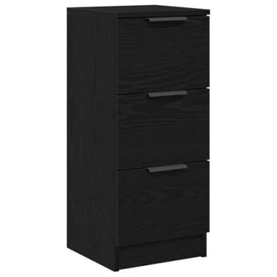 Afbeelding van vidaXL Modern zwart eiken dressoir met 3 laden voor ESS en woonkamer stijlvolle matte afwerking houten materiaal opbergruimte kast rechthoekig buffet interieur gebruik meubels oplossingen lade
