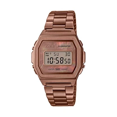 Afbeelding van Casio horloge A1000RG 5EF Meshband Vintage bruin goudkleurig 38 mm